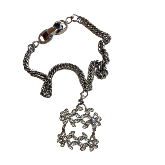 VINTAGE SPERRY PAT PEND Stainless Steel Crystal Pendant Necklace Bold 70s - Picture 1 of 11